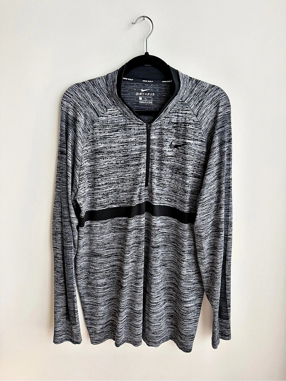 Nike DRI-FIT Long Sleeve Quarter-Zip Performance Running Top in Gray & Black